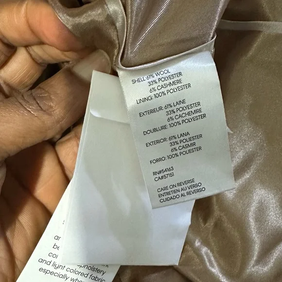 Calvin Klein Wool Polyester Cashmere Blend Tan Camel Coat Jacket - Picture 16 of 16